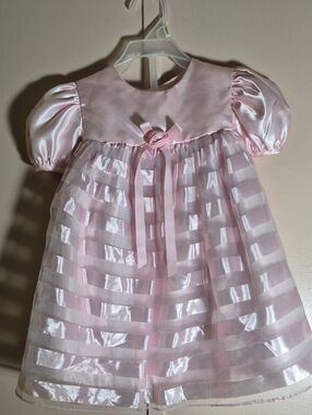 ✨ Vintage Baby Togs Pink Satin & Organza Party Dress ✨ Y2K . 12 Months